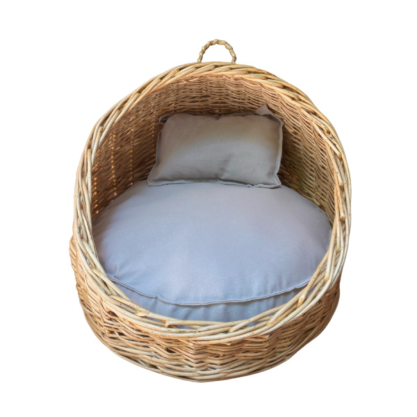 Cama pequeña mimbre ovalada con techo