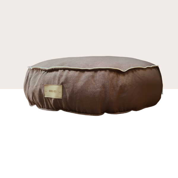 Cama Cozy Circular tapicería café 🤎